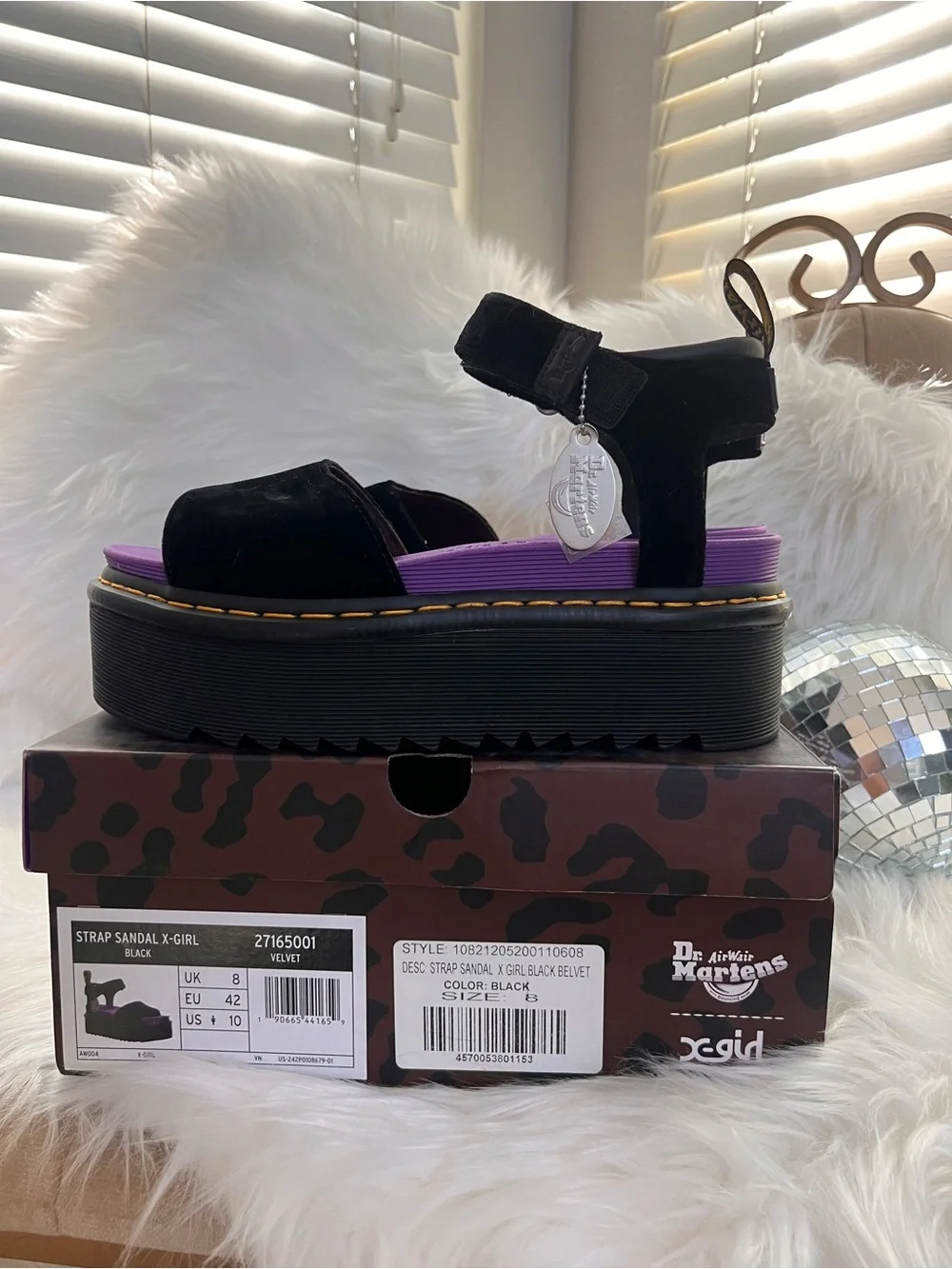 Dr. Martens Strap X-Girl Velvet Platforms Sandals